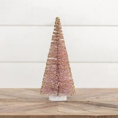$21.95 • Buy 12  Ragon Light Pink Gold Glitter Bottlebrush Tree Retro Vntg Christmas Decor