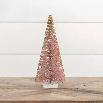 12  Ragon Light Pink Gold Glitter Bottlebrush Tree Retro Vntg Christmas Decor • $17.56