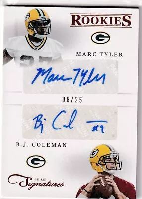 2012 Prime Signatures Autographs /25 Rc Tyler Coleman Green Bay Packers Jc-4109 • $1.99