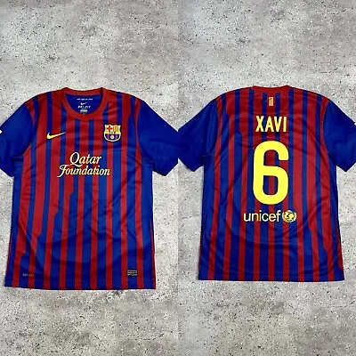 Nike FC Barcelona 2011 2012 Home #8 Xavi Football Shirt Soccer Jersey Size M   • $134.99