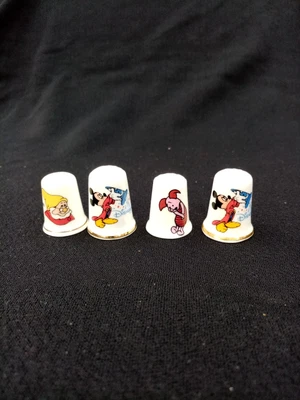 £10 • Buy Disney Thimbles Set Of 4 Mickey Mouse Fantasia Snow White Doc Piglet