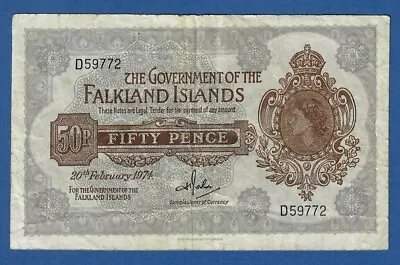 1974 The Government Of The Falklands Islands 50p D59772 Circulated  • £7.50