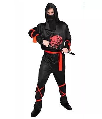 Black Ninja Warrior Adult Fancy Dress Mens Costume • $32.99