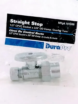 TWO (2) DuraPro Quarter Turn Straight Stop 1/2 In. CPVC Socket X 3/8 In. Comp • $8.99