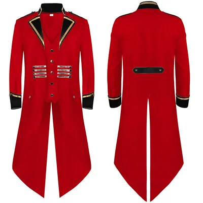 Mens Retro Mid-length Dress Blazer Suit Jacket Swallow-tailed Coat Perform Show • $32.54