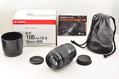 Canon EF 100mm F/2.8 Macro USM Prime Lens W/BoxHood Near Mint +5 Fr Japan #2262 • $520.74