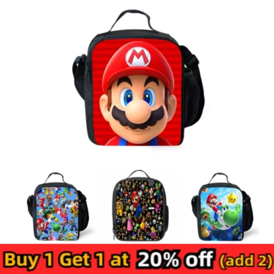 Kids Cute Super Mario Insulated Lunch Bag Pack School Bag Food Picnic UK • £8.27