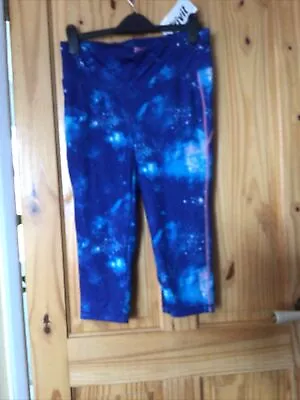 Women's Blue Purple Multi Galaxy Cosmos Stars Leggings14/16(more Like 10-12) • £5