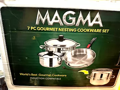 NIB MAGMA 7 PC NESTING STAINLESS STEEL COOKWARE SET Brand New • $120