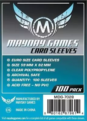 Mayday - Euro Game Card Sleeves 59mm X 92mm 100ct - New • £3.39