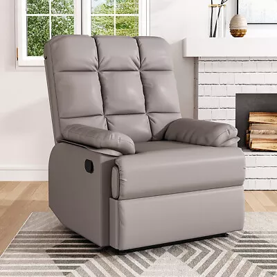 Adjustable Recliner PU Leather Armchair Soft Sofa Single Couch Home Cinema Chair • £199.95