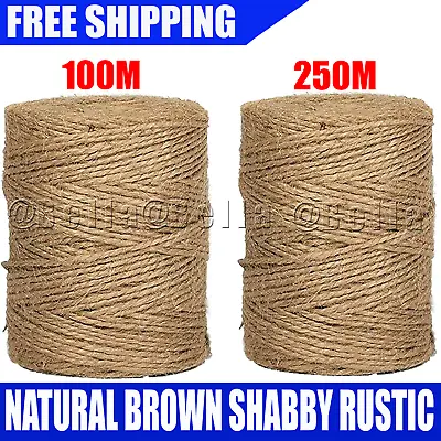 £4.99 • Buy 100m-250m 2 Ply Natural Brown Soft Jute Twine Sisal String Rustic Cord Shabby UK