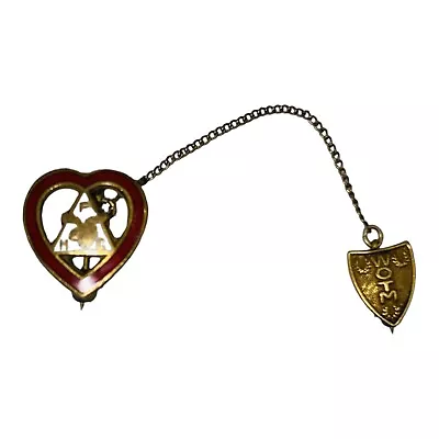 Women Of The Moose WOTM Loyal Order Of Moose Lapel Pin Chain Vintage Heart 626 • $8.99