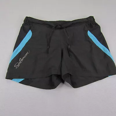 Salomon Shorts Womens Medium Black Blue Lined Running Jogging Athletic Workout • £14.46