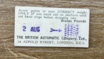 The British Automatic Company-vintage Weight Card Machine Ticket With Prediction • $3.47