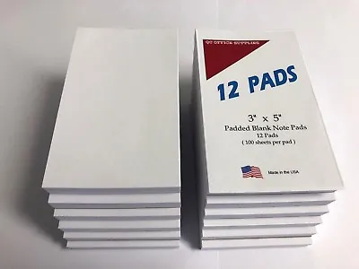 NOTE / MEMO PADS - Blank -  3” X 5” - 100 Sheets Per Pad  - 12 Pads • $17.95