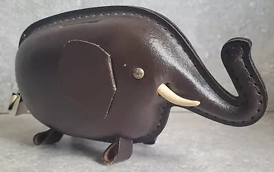 Vtg Mid Century Kounoike Leather Elephant Piggy Coin Bank Japan Omersa Style • $68.95