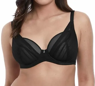 Freya Cameo Bra Black Size 34C Underwired High Apex Plunge 3161 New • £19.89