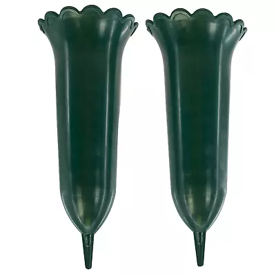 2 Pcs Green Spiked Memorial Grave Vases Cemetery Flower Pot Holder Vase • £5.99