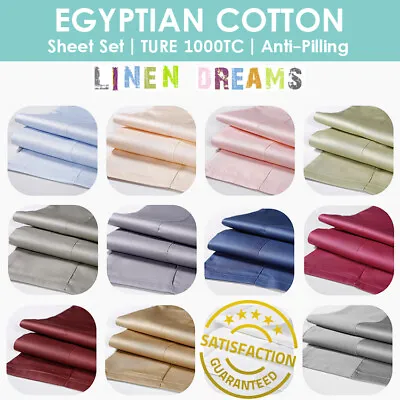 $70 • Buy All Size 4 Piece 1000TC Egyptian Cotton Flat Fitted Sheet Set - Anti Pilling