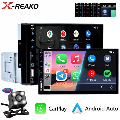 Single 1DIN 7  Car Stereo Radio Bluetooth USB Apple CarPlay/Android Auto +Camera • £57.59