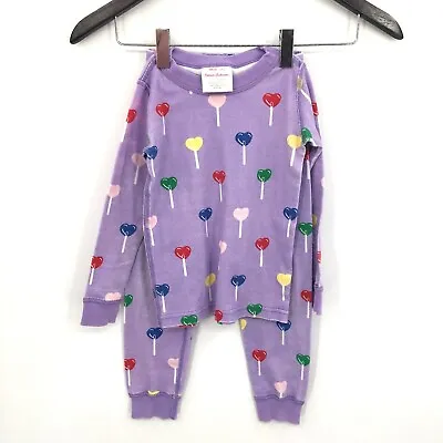 Hanna Andersson PJs Long Jons Sleepwear Set Purple Heart Lollypops Cotton 4 100 • $19.80