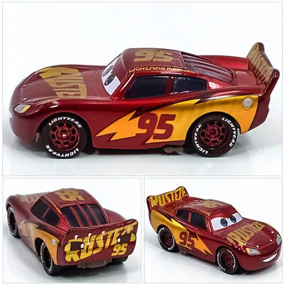 Disneys Pixar Cars 3 Diecast Red & Gold Rust-eze Lightning Mcqueen 1:55 Toy Car • $8.89