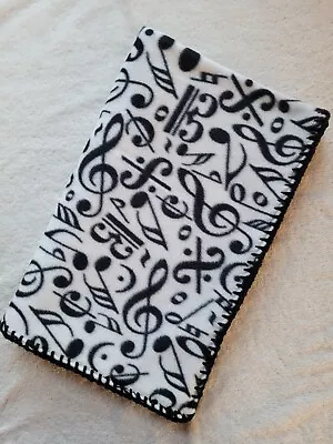 New Musical Notes Print Fleece Baby Blanket W/Crochet Edge Approx 30  X 36  • $12