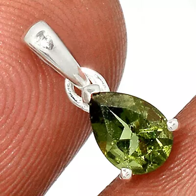 Faceted Natural Moldavite 925 Sterling Silver Pendant Jewelry CP32722 • $29.99