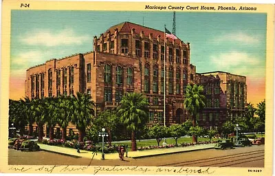 Old AZ Postcard Maricopa County Court House Phoenix City Hall W. Washington St • $5