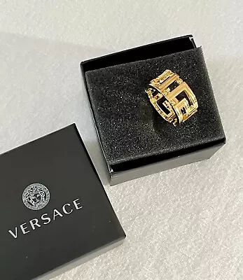 Authentic Versace Men's Gold Tone Ring In The Greca Pattern Made In Italy • $350