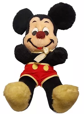 Mickey Mouse Plush Brown Nose Velvet Shorts Vintage Walt Disney Productions 16  • $25