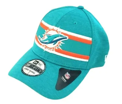 MIAMI DOLPHINS NFL New Era 39THIRTY 2019 SIDELINE Baseball Hat Flex Fit L/XL $30 • $27.99