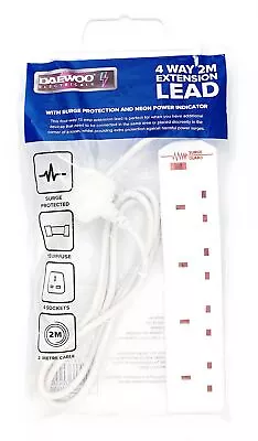 £8.49 • Buy Daewoo-2 Meter Surge Protected Extension Lead 4 Way / 6 Way- White