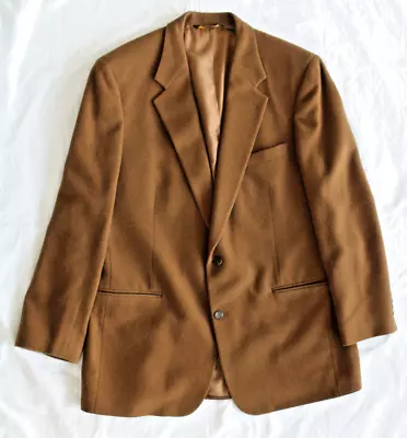 Vintage Brooks Brothers Camel Hair Suit Coat 43L Rare Jetted Pocket Brn USA Made • $115