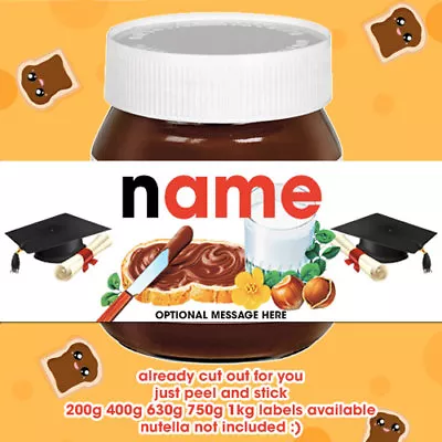  Personalised To Fit Nutella Jar Label Sticker Gift Graduation Celebration • £2.39