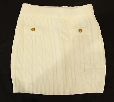 Rihoas Women's Elastic Waist Cable Knit Mini Sweater Skirt LB3 White Medium • $24.99