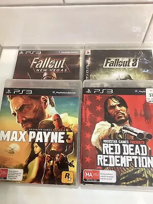 PlayStation 3 Games X4 Max Payne 3 Red Dead Redemption Fall Out 3 & New Vega • $23.99
