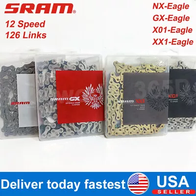 SRAM Eagle Chain 12 Speed GX/NX/X01/XX1 126 Links Solid/Hollow Chain Powerlock • $55.59