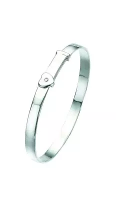 D For Diamond Silver Heart Baby Bangle Real Silver RRP £70.00 • £62.99