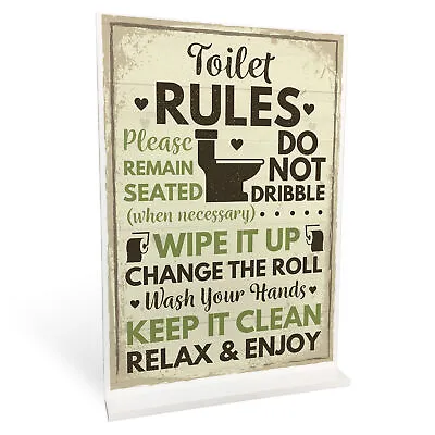 Toilet Sign Shabby Chic Standing Plaque Sign For Toilet Bathroom Loo Home Decor • £4.99