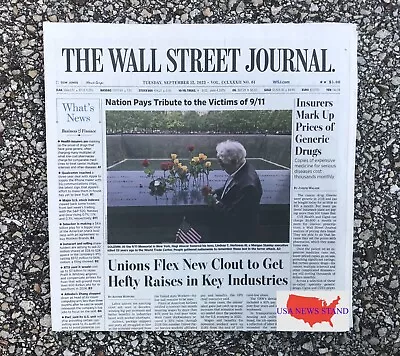 $7.99 • Buy Wall Street Journal - Tuesday September 12, 2023 (nation Pays Tribute - 9/11)