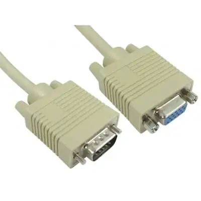 0.5m VGA / SVGA Monitor Extension Cable Lead Male To Female Beige 15 Pin HD15 • £3.49