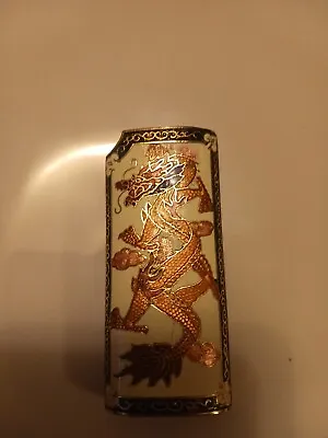 Vtg Asian Cloisonne BicStyle LighterCover Sleeve White With Dragon Chipped Paint • $19.99