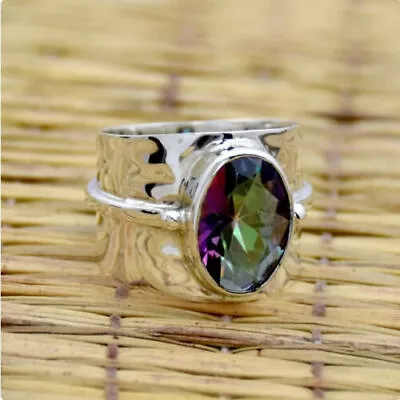 Solid 925 Silver Mystic Topaz Ring Handmade Personalized Statement Ring HM1122 • $11.77