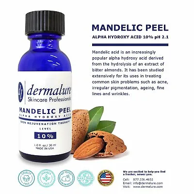 Mandelic Acid 10% AHA Alpha Hydroxy Peel Medical Strength Used For Rosacea Acne • $27.95