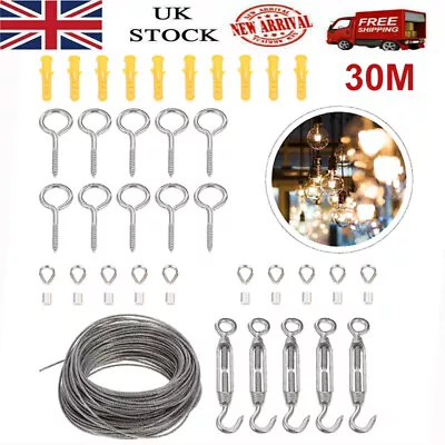 30M Stainless Steel Wire Rope Cable Railing Kit Strainer Coated Cable Rope New • £26.06