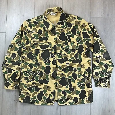 Vintage Cabelas Frog Camo Chamois Jacket Full Zip Men’s Medium USA Duck Hunting • $34.99