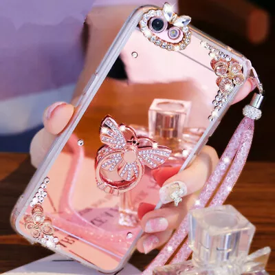 £9.59 • Buy 3D Girls' Mirror Bling Diamond Rhinestone Ring Kickstand Phone Soft Case Cover B