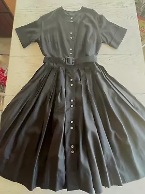 Vintage 1950's/60's Black Silk Short-sleeve Shirtwaist Dress - Mint Condition! • $49